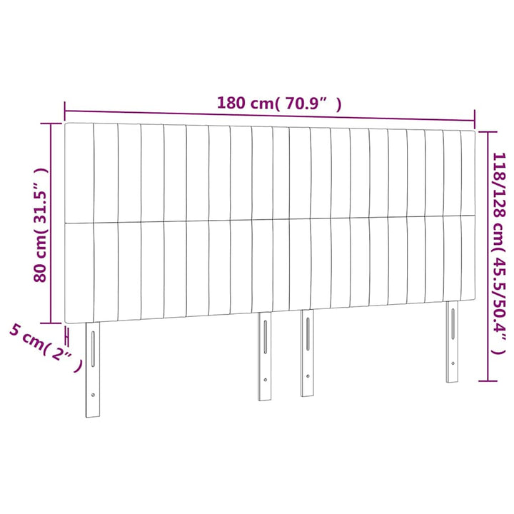 sengegavl med LED-lys 180x5x118/128 cm stof cremefarvet