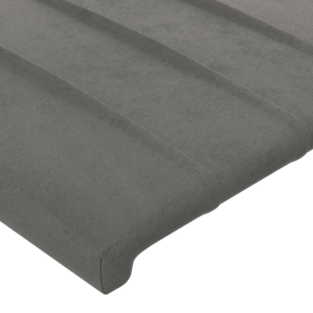 sengegavl med LED-lys 90x5x118/128 cm fløjl lysegrå