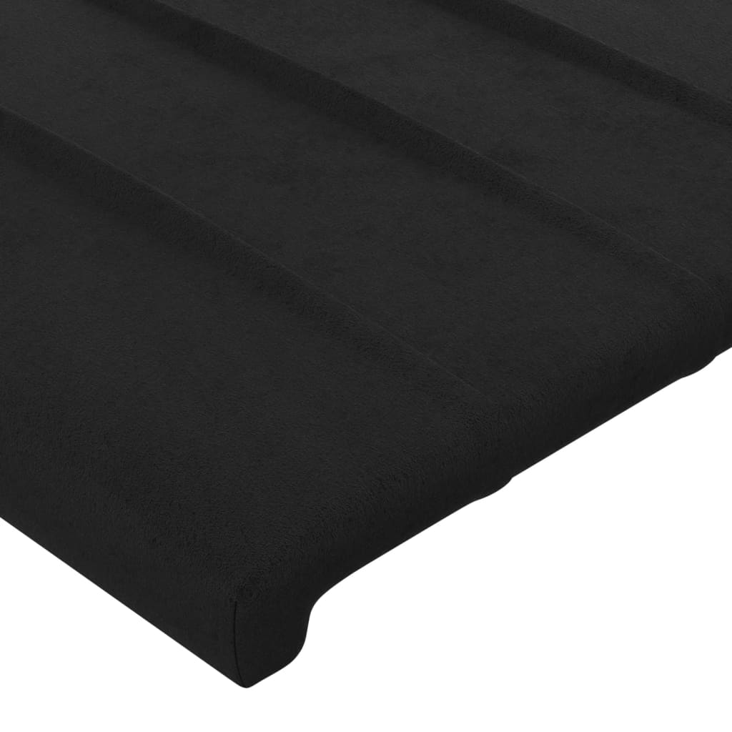sengegavl med LED-lys 90x5x118/128 cm fløjl sort