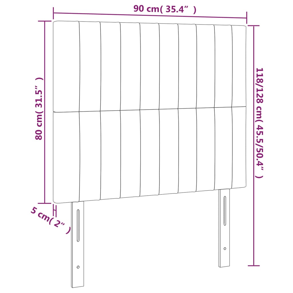 sengegavl med LED-lys 90x5x118/128 cm fløjl sort