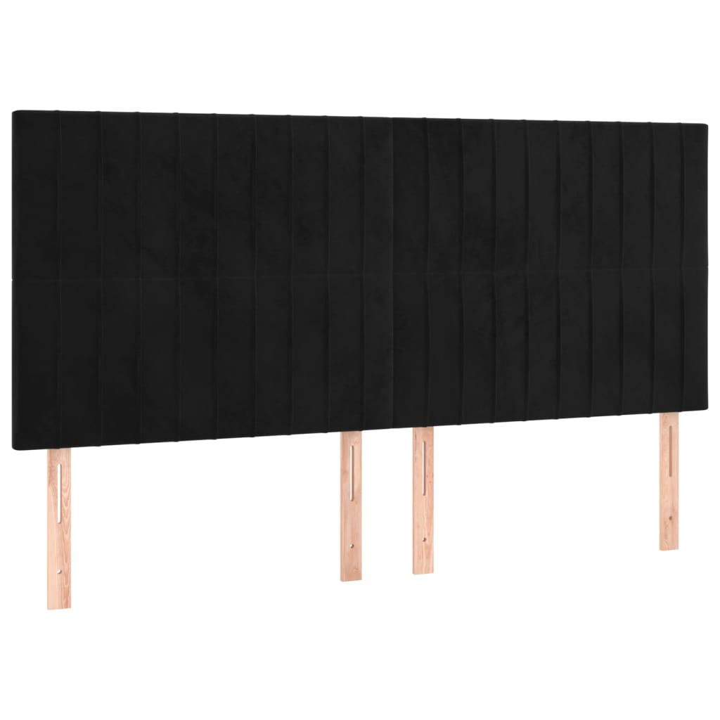 sengegavl med LED-lys 180x5x118/128 cm fløjl sort
