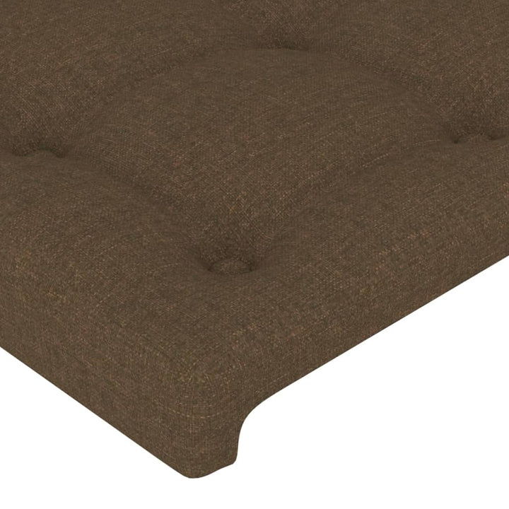 sengegavl med LED-lys 90x5x118/128 cm stof mørkebrun