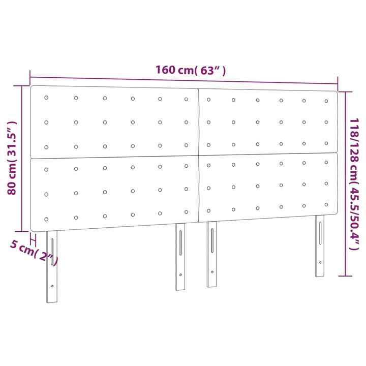 sengegavl med LED-lys 160x5x118/128 cm stof gråbrun