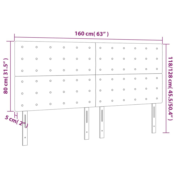 sengegavl med LED-lys 160x5x118/128 cm stof cremefarvet