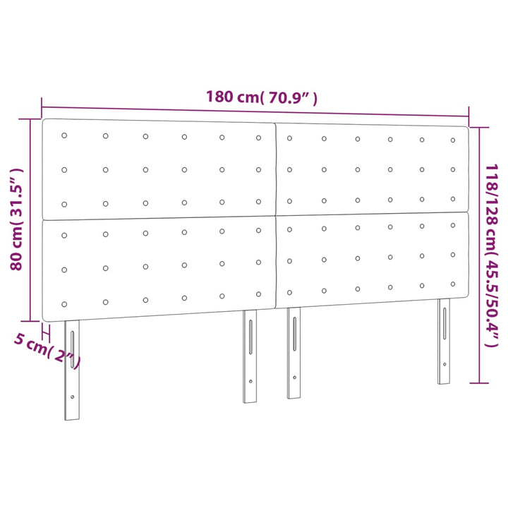 sengegavl med LED-lys 180x5x118/128 cm stof gråbrun