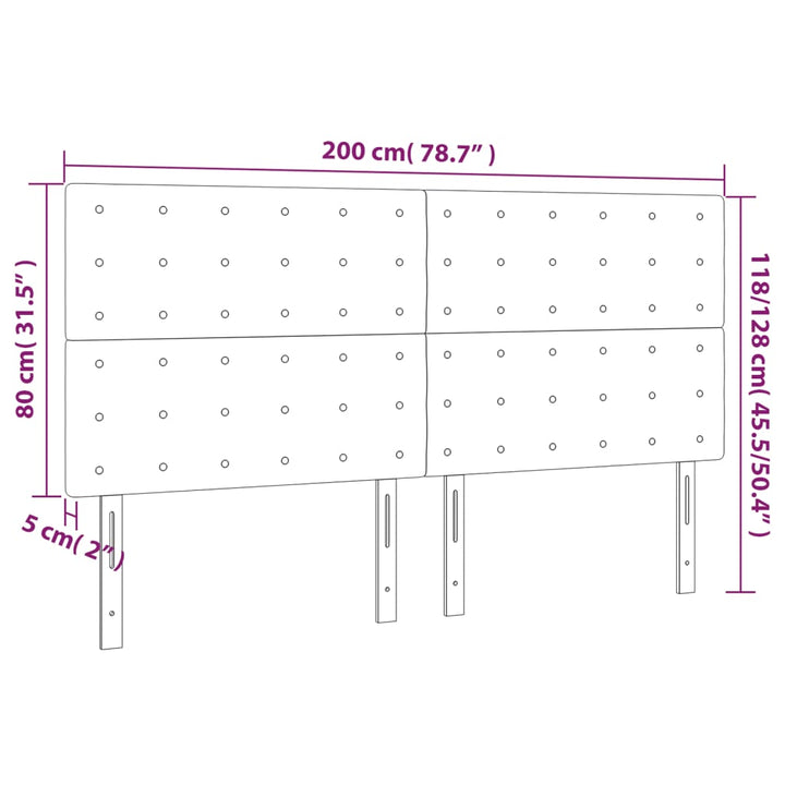 sengegavl med LED-lys 200x5x118/128 cm stof sort