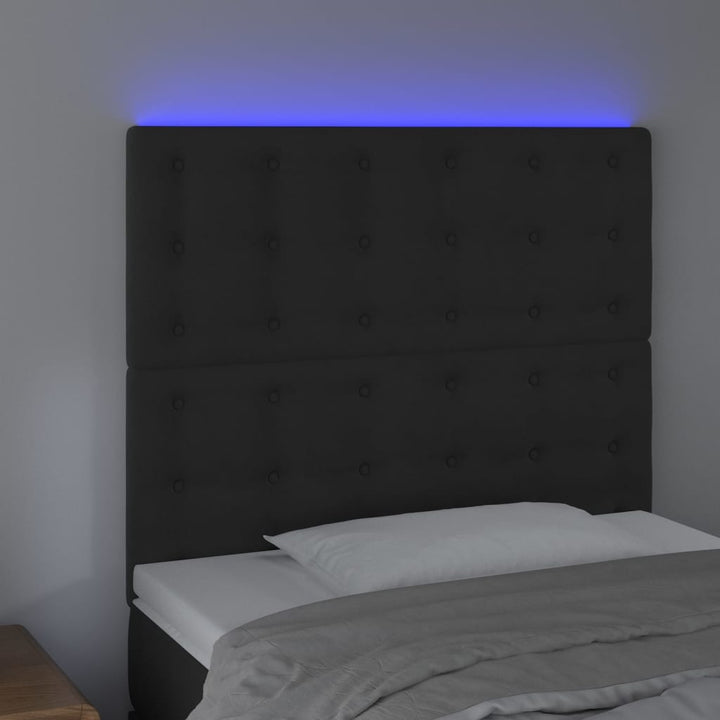 sengegavl med LED-lys 80x5x118/128 cm fløjl sort