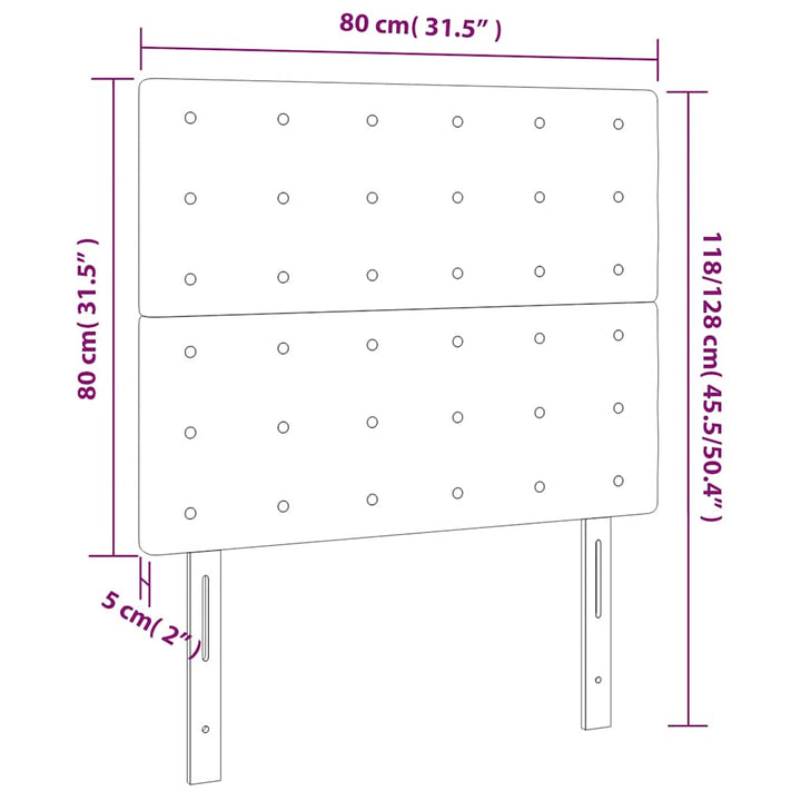 sengegavl med LED-lys 80x5x118/128 cm fløjl mørkegrøn