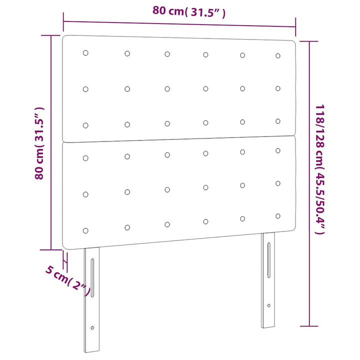 sengegavl med LED-lys 80x5x118/128 cm fløjl mørkeblå