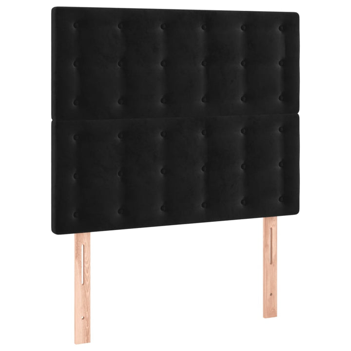 sengegavl med LED-lys 90x5x118/128 cm fløjl sort