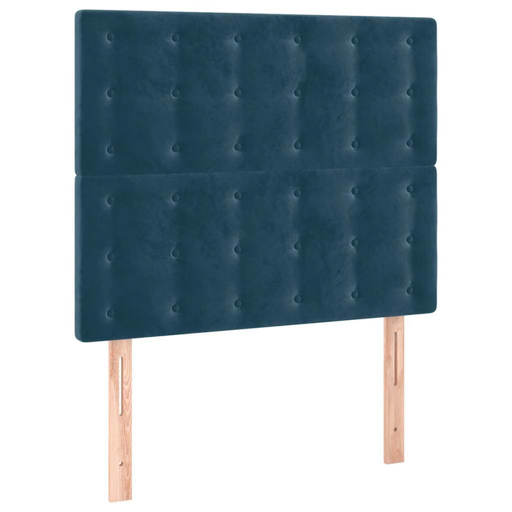 sengegavl med LED-lys 90x5x118/128 cm fløjl mørkeblå