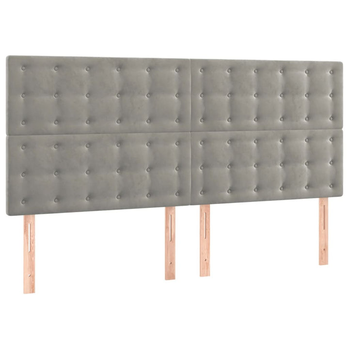 sengegavl med LED-lys 160x5x118/128 cm fløjl lysegrå