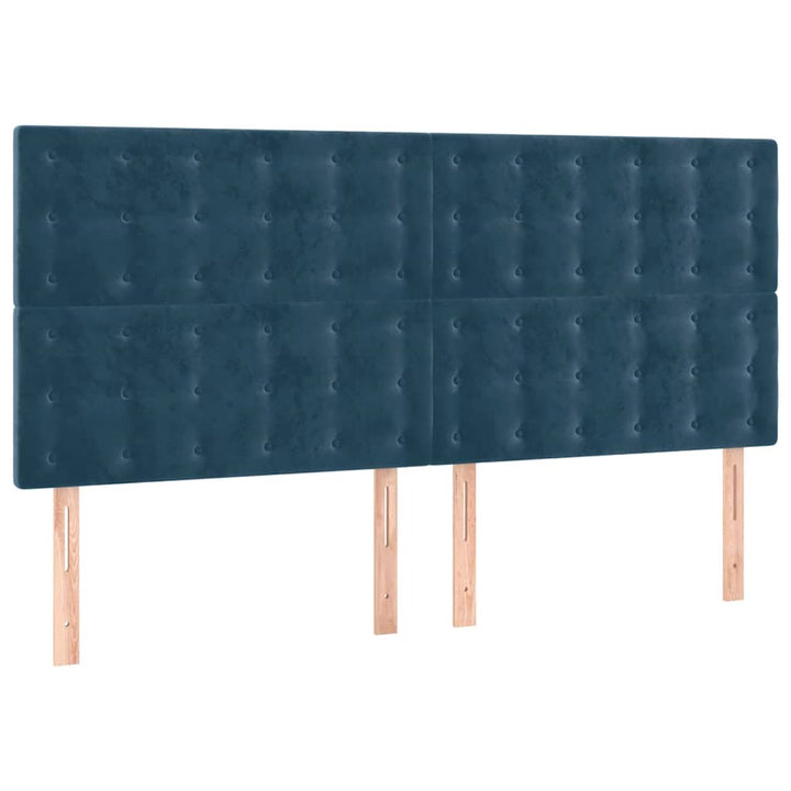 sengegavl med LED-lys 160x5x118/128 cm fløjl mørkeblå