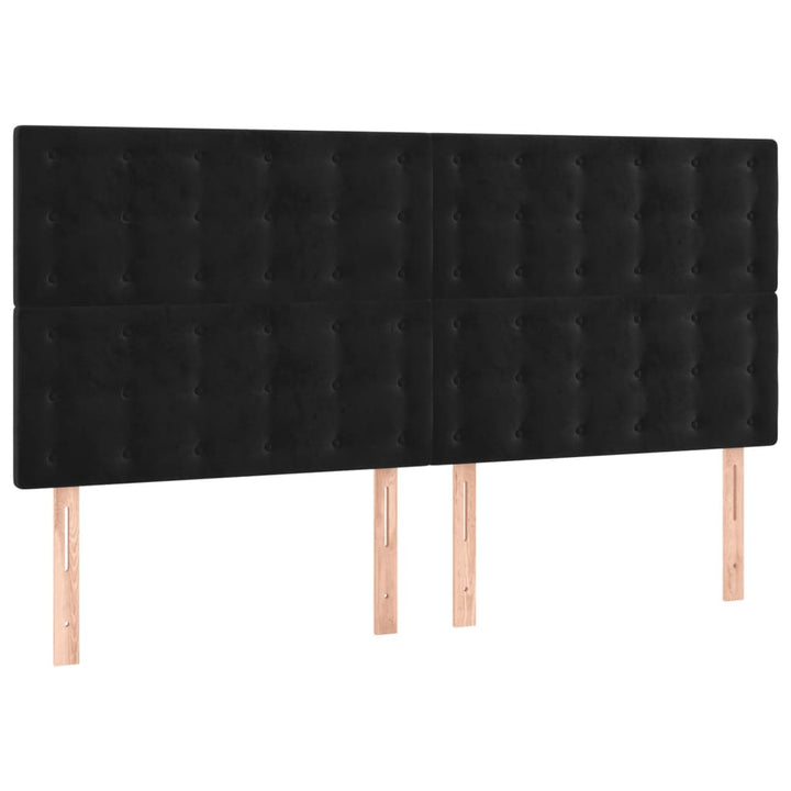 sengegavl med LED-lys 180x5x118/128 cm fløjl sort