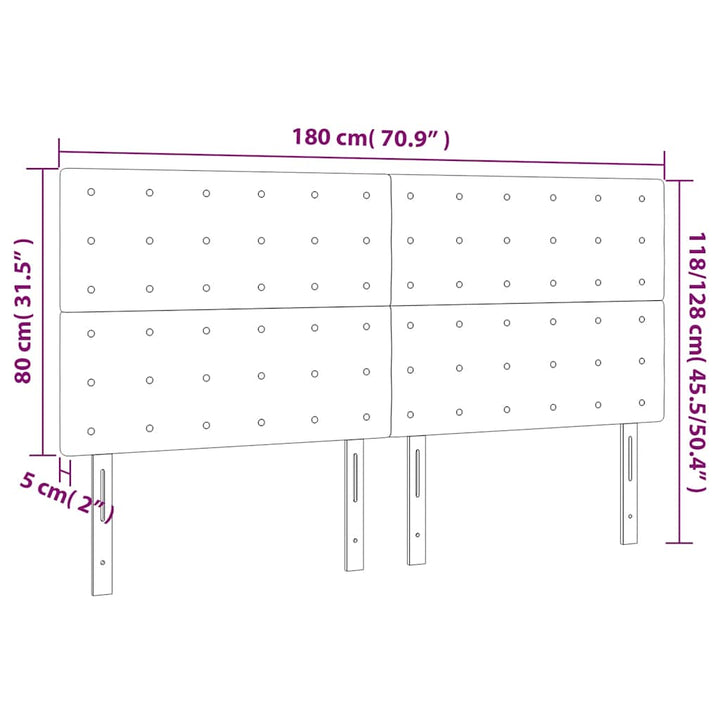 sengegavl med LED-lys 180x5x118/128 cm fløjl mørkegrøn