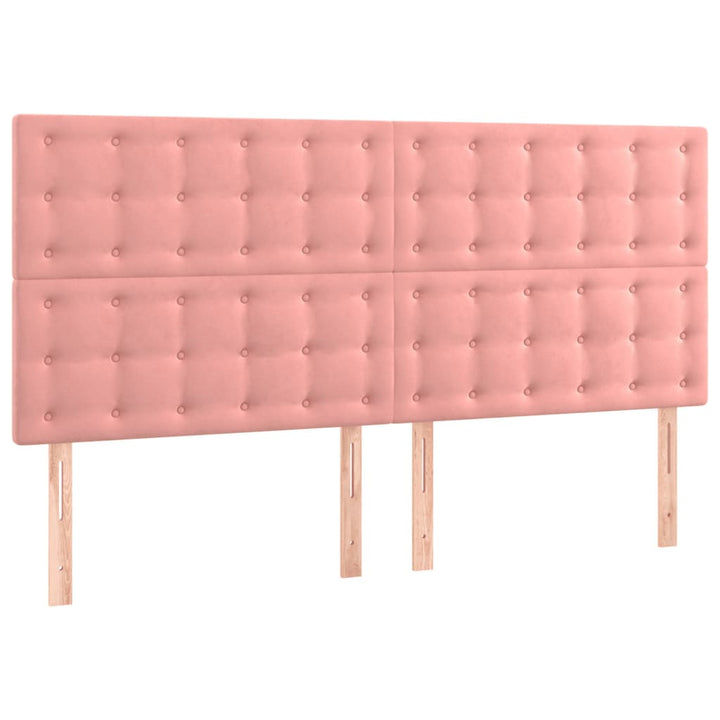 sengegavl med LED-lys 180x5x118/128 cm fløjl lyserød