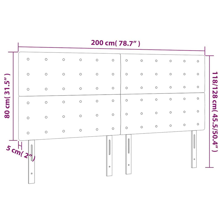 sengegavl med LED-lys 200x5x118/128 cm fløjl mørkegrøn