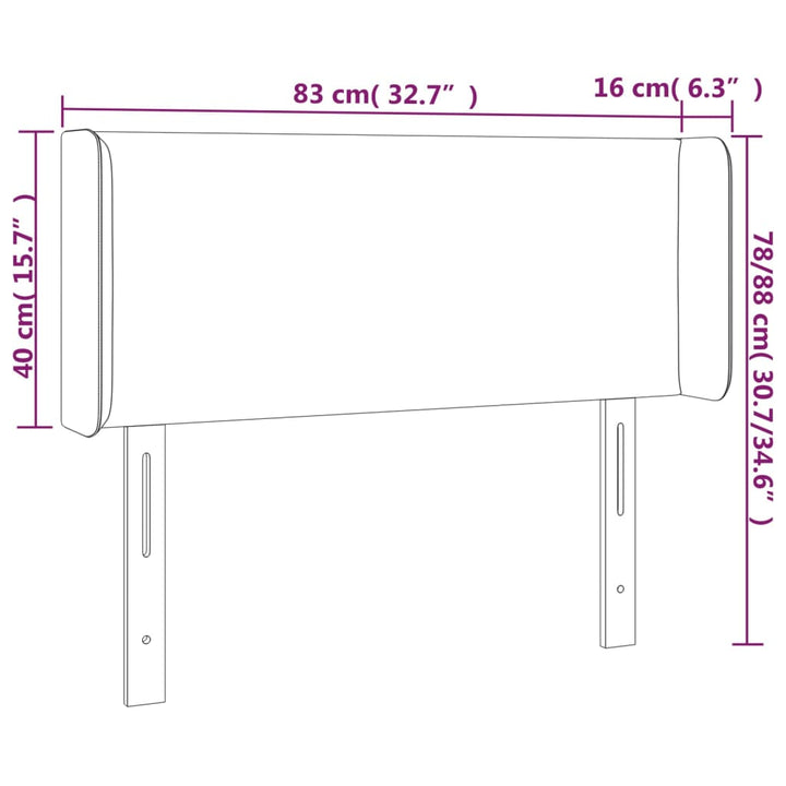 sengegavl med LED-lys 83x16x78/88 cm stof sort