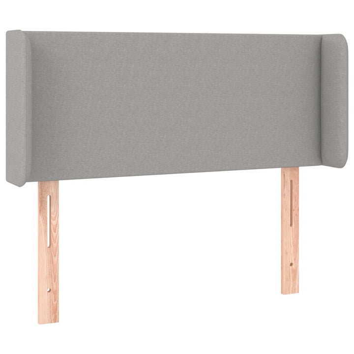 sengegavl med LED-lys 103x16x78/88 cm stof lysegrå