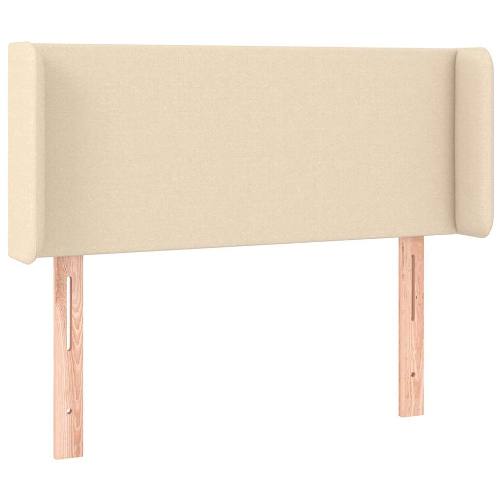 sengegavl med LED-lys 103x16x78/88 cm stof cremefarvet