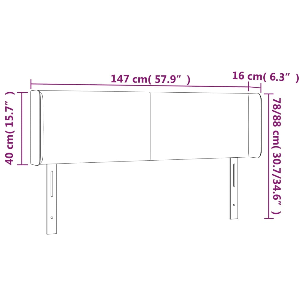 sengegavl med LED-lys 147x16x78/88 cm stof gråbrun