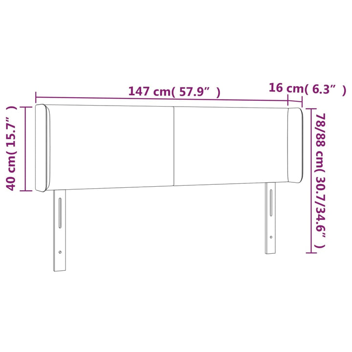sengegavl med LED-lys 147x16x78/88 cm stof gråbrun