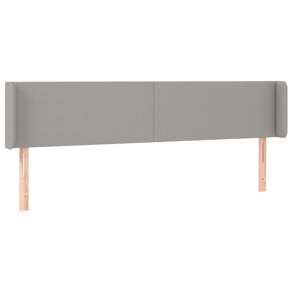 sengegavl med LED-lys 163x16x78/88 cm stof lysegrå