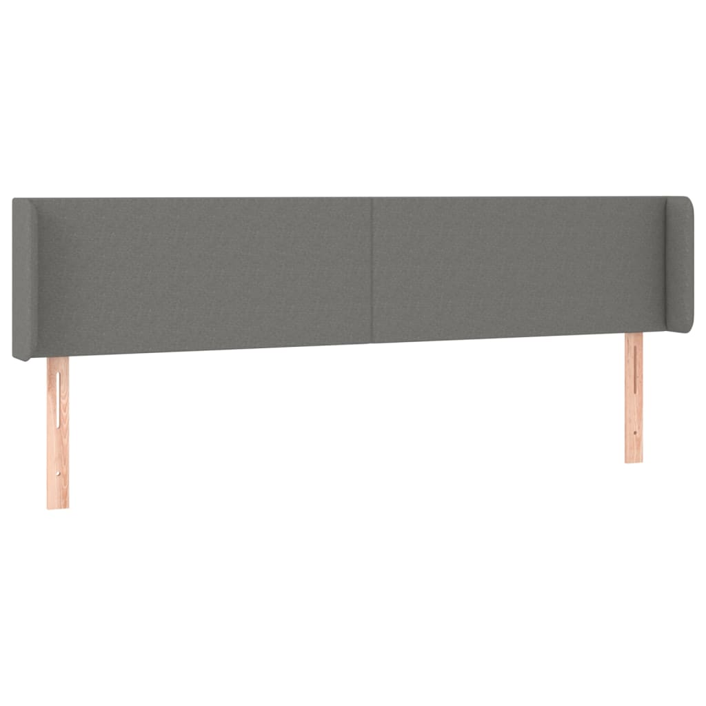 sengegavl med LED-lys 203x16x78/88 cm stof mørkegrå