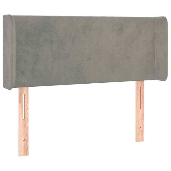 sengegavl med LED-lys 83x16x78/88 cm fløjl lysegrå