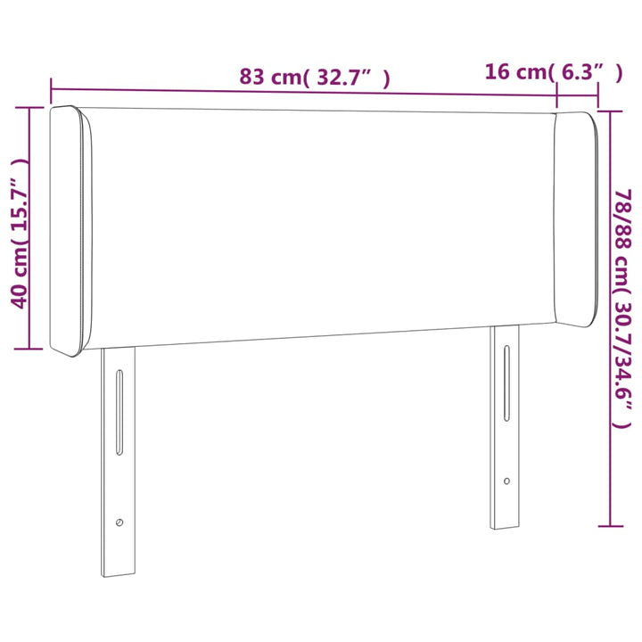 sengegavl med LED-lys 83x16x78/88 cm fløjl sort