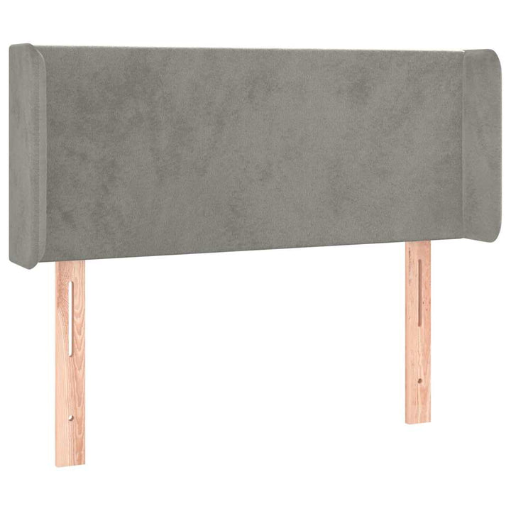 sengegavl med LED-lys 93x16x78/88 cm fløjl lysegrå