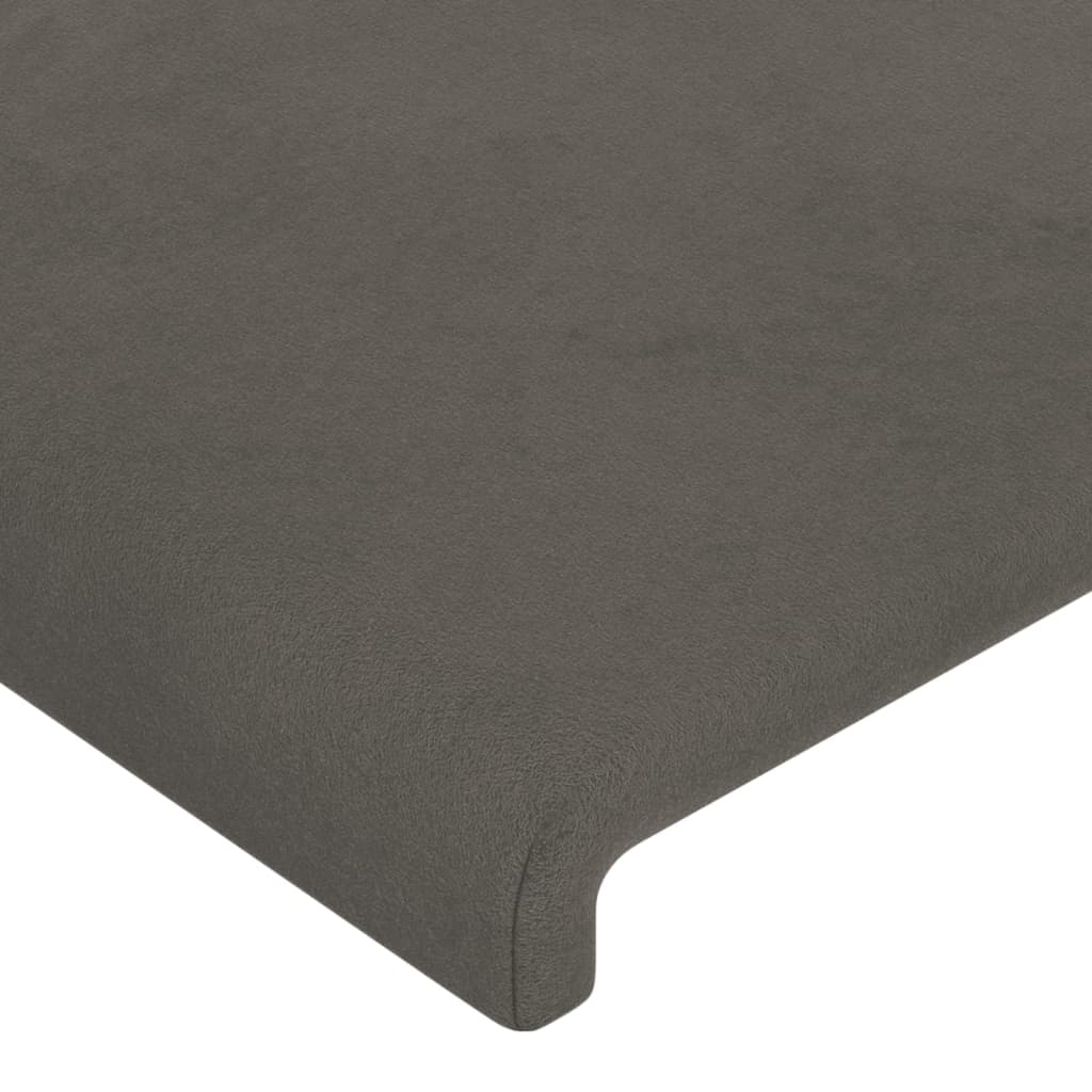 sengegavl med LED-lys 93x16x78/88 cm fløjl mørkegrå