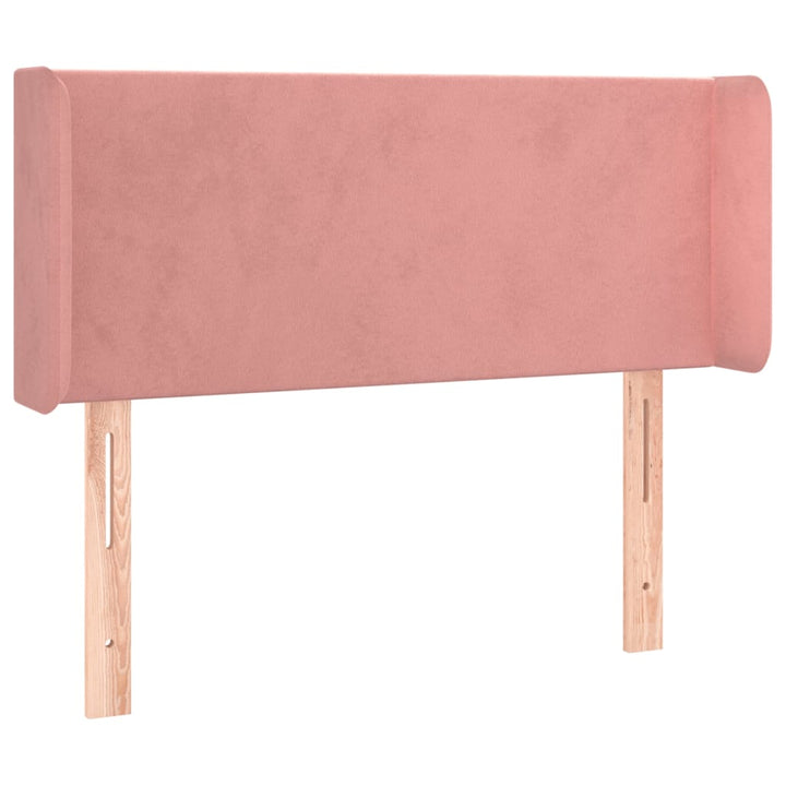 sengegavl med LED-lys 93x16x78/88 cm fløjl lyserød