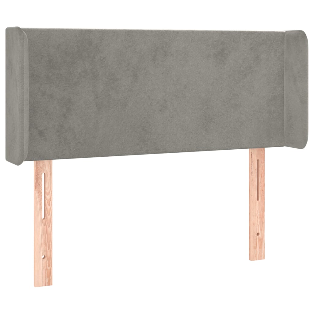sengegavl med LED-lys 103x16x78/88 cm fløjl lysegrå
