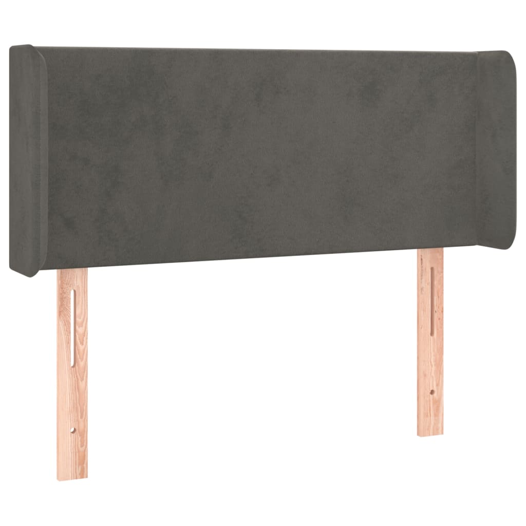 sengegavl med LED-lys 103x16x78/88 cm fløjl mørkegrå