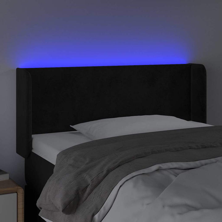sengegavl med LED-lys 103x16x78/88 cm fløjl sort