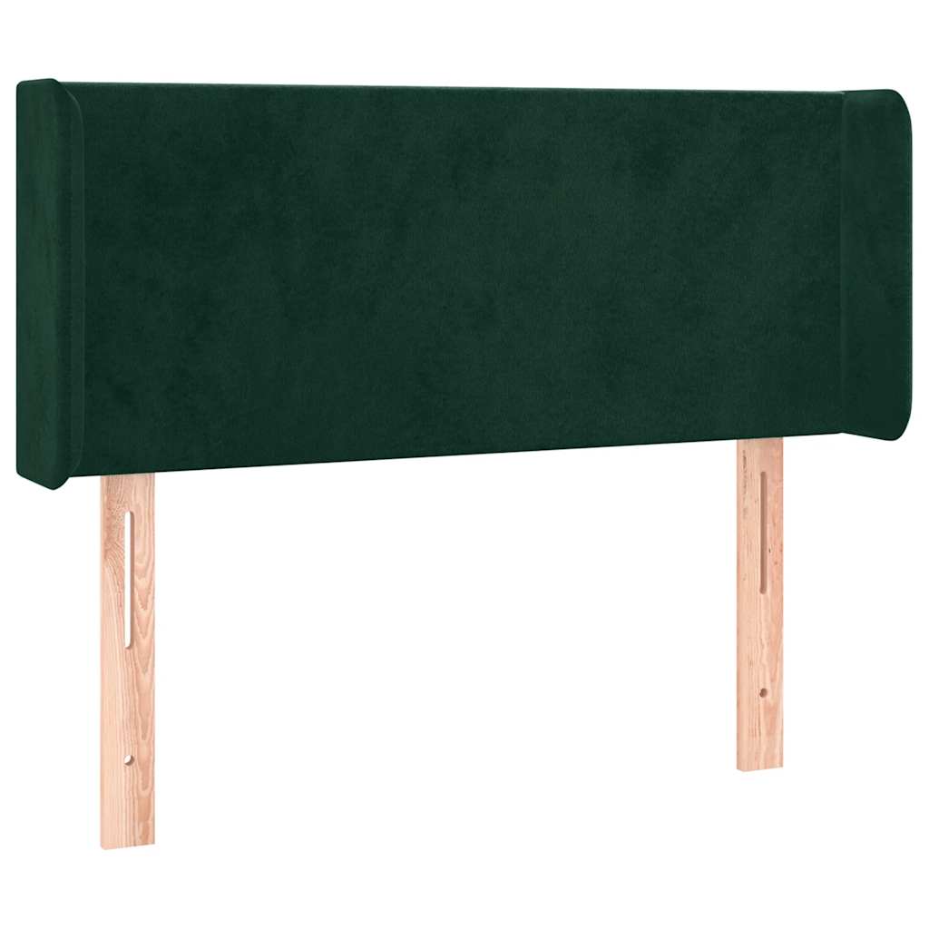 sengegavl med LED-lys 103x16x78/88 cm fløjl mørkegrøn