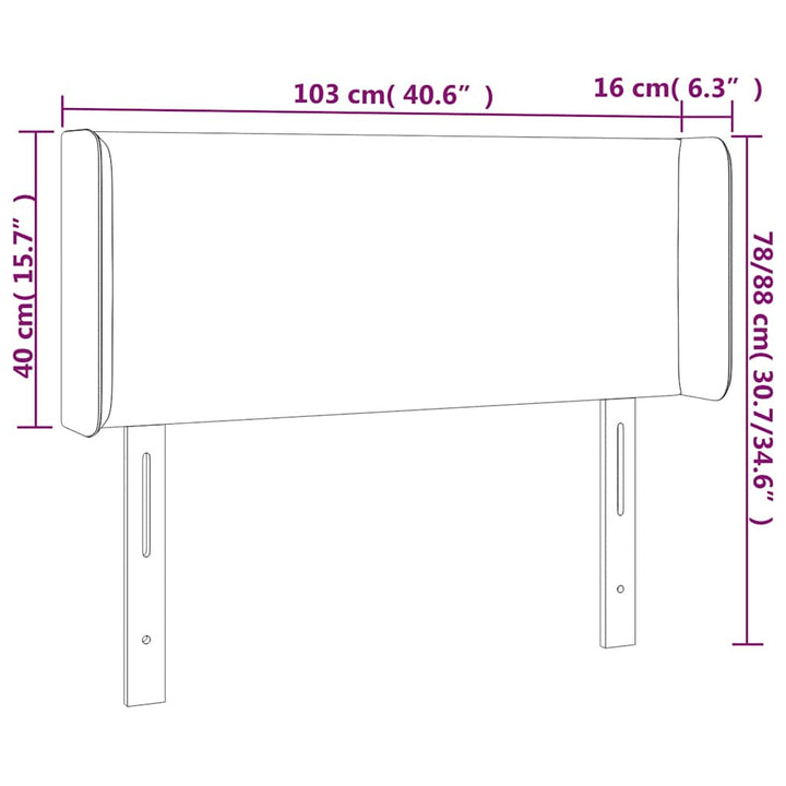 sengegavl med LED-lys 103x16x78/88 cm fløjl mørkeblå