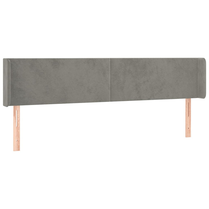 sengegavl med LED-lys 183x16x78/88 cm fløjl lysegrå