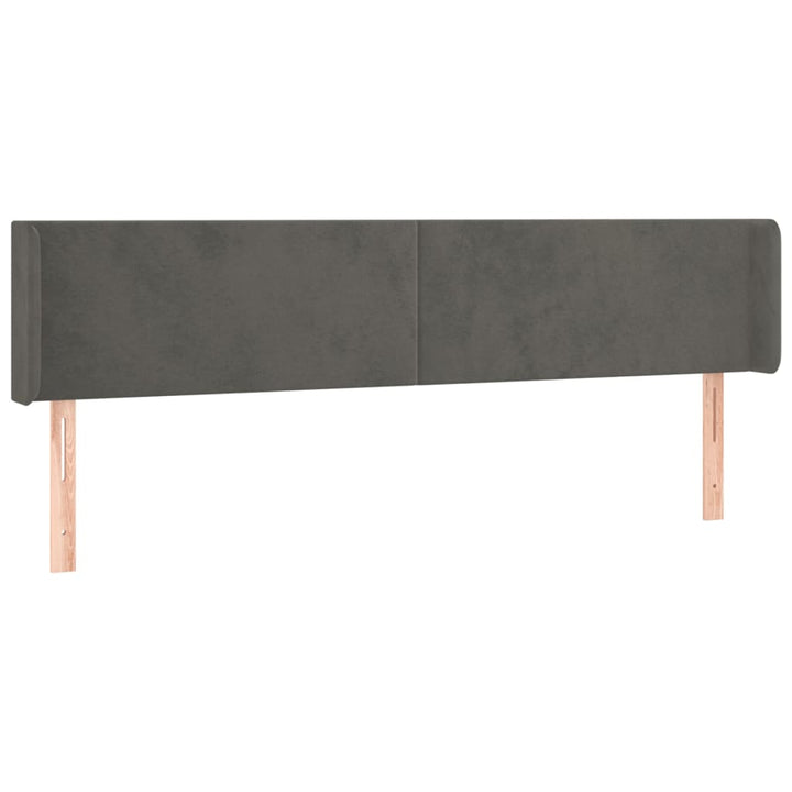sengegavl med LED-lys 183x16x78/88 cm fløjl mørkegrå