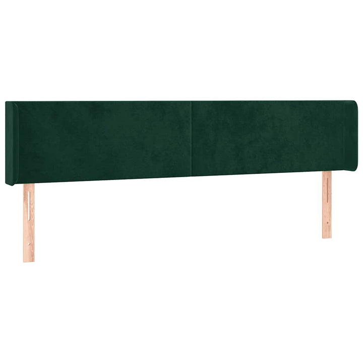 sengegavl med LED-lys 183x16x78/88 cm fløjl mørkegrøn