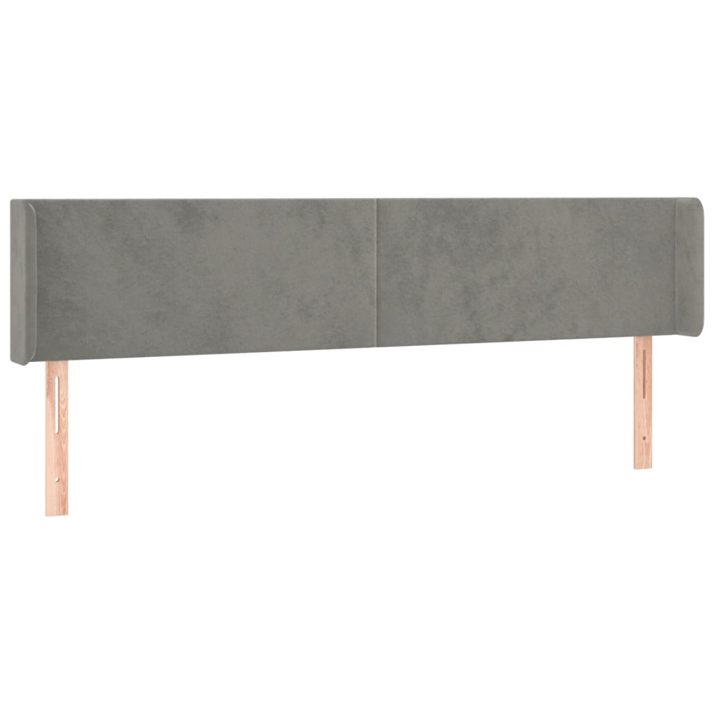 sengegavl med LED-lys 203x16x78/88 cm fløjl lysegrå