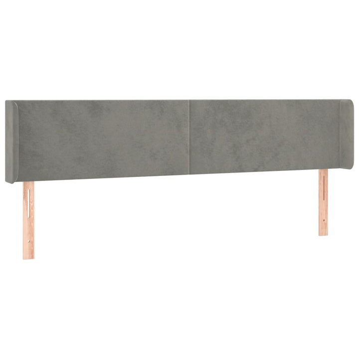 sengegavl med LED-lys 203x16x78/88 cm fløjl lysegrå