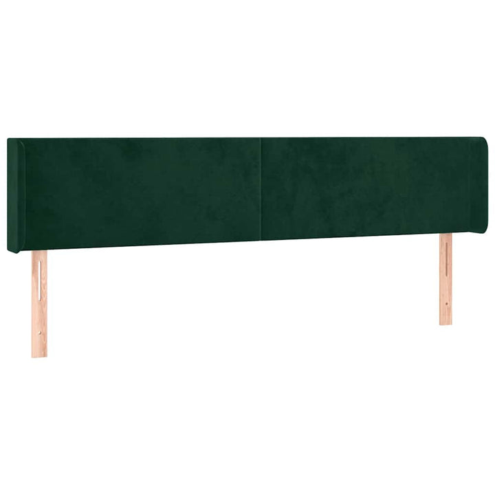 sengegavl med LED-lys 203x16x78/88 cm fløjl mørkegrøn
