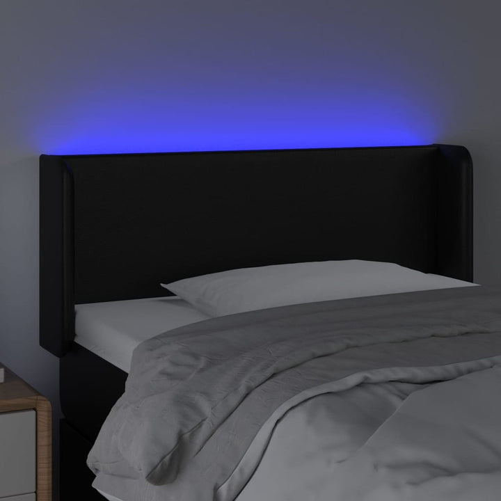 sengegavl med LED-lys 83x16x78/88 cm kunstlæder sort