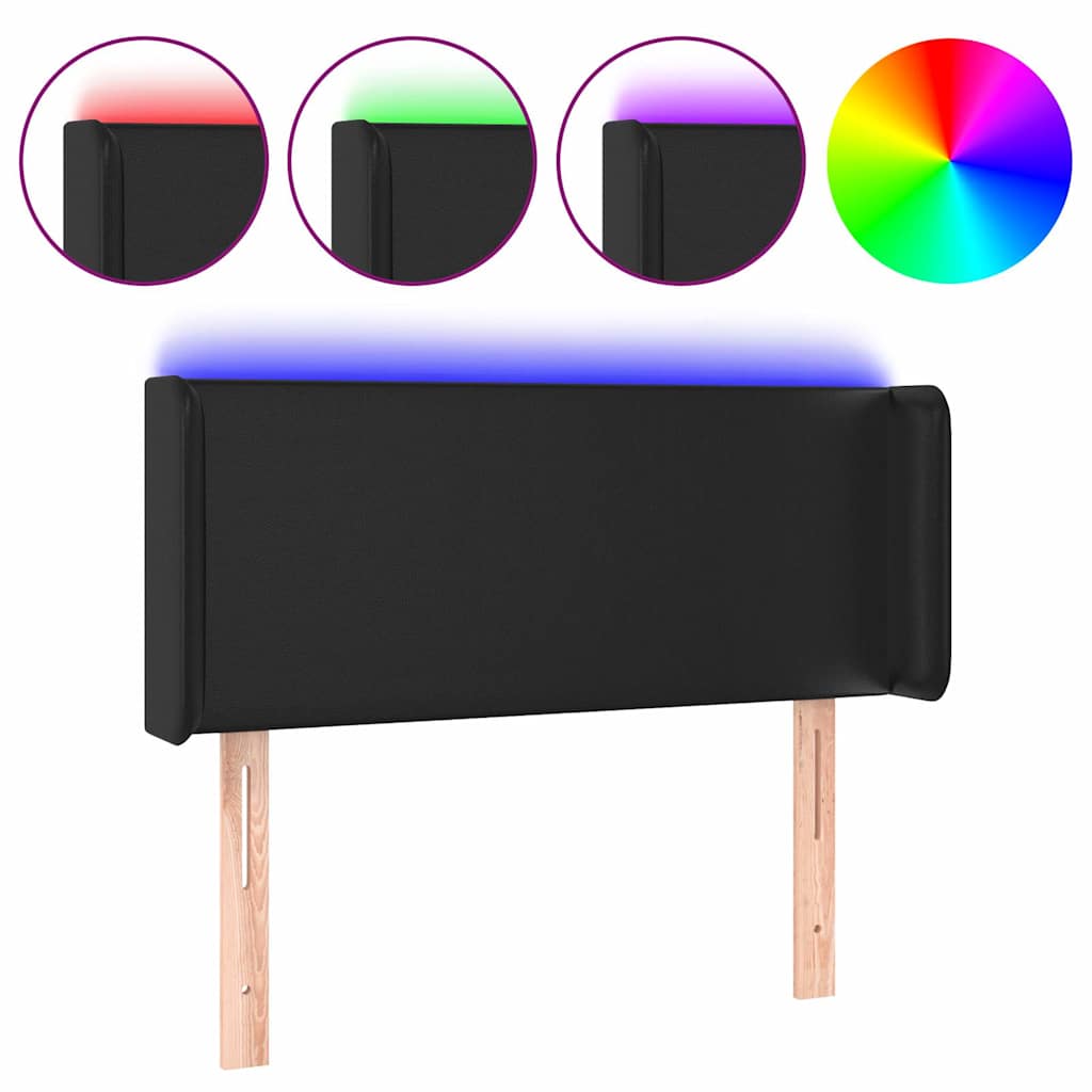 sengegavl med LED-lys 93x16x78/88 cm kunstlæder sort