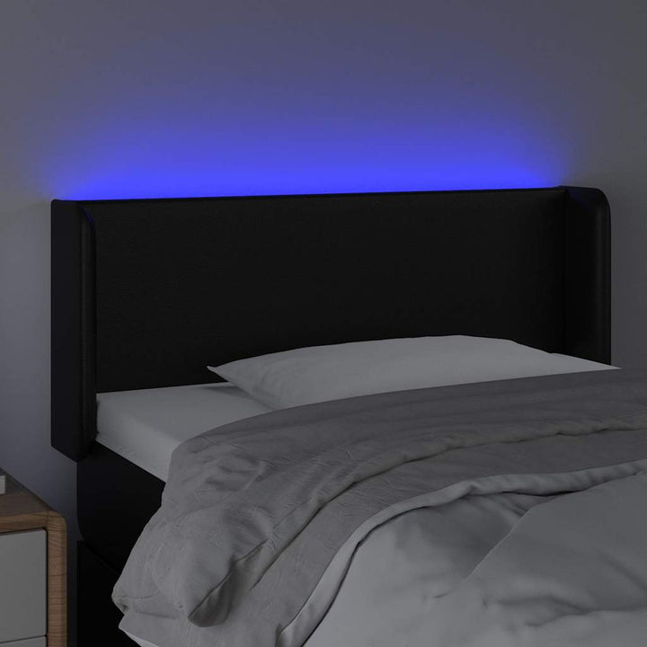 sengegavl med LED-lys 93x16x78/88 cm kunstlæder sort