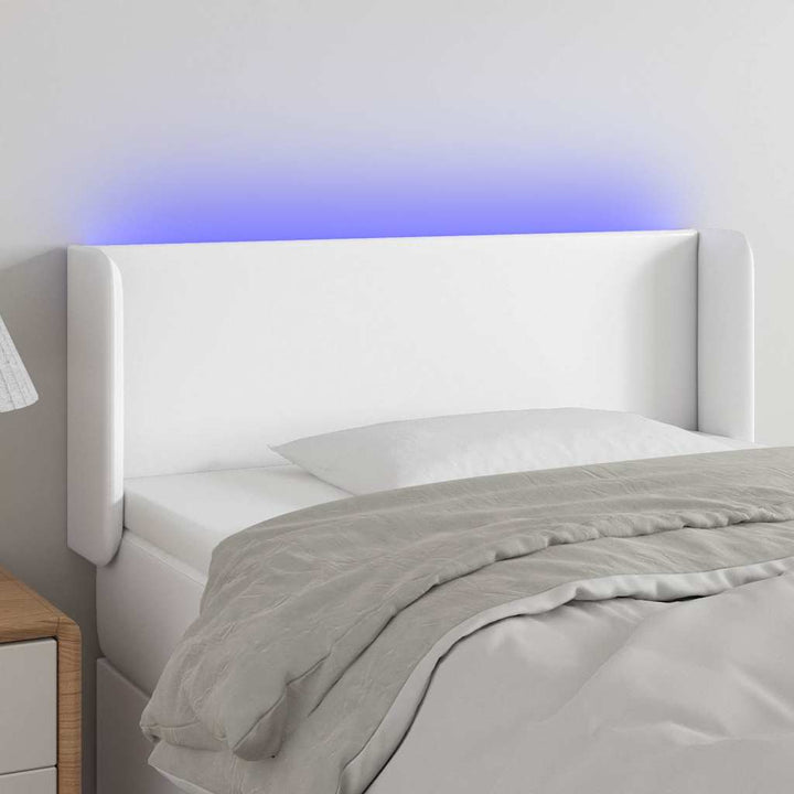 sengegavl med LED-lys 93x16x78/88 cm kunstlæder hvid