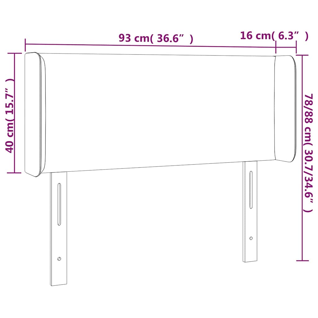 sengegavl med LED-lys 93x16x78/88cm kunstlæder cappuccinofarvet
