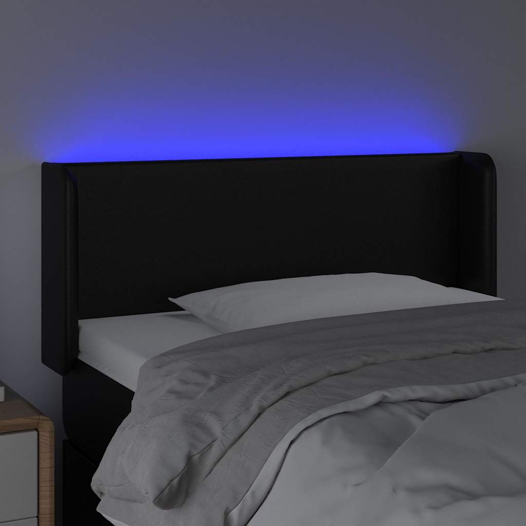 sengegavl med LED-lys 103x16x78/88 cm kunstlæder sort